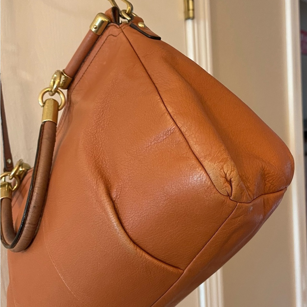 Coach Carrie Satchel in Cognac Leather with Gold Brass Accents - Picture 6 of 16
